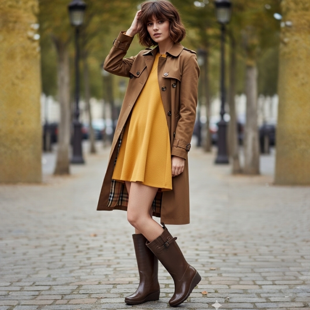 Capelli New York- Wedge Platform Rubber Rainboots- adjustable calf